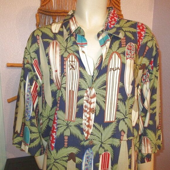 Vtg Reyn Spooner Men's Hawaiian Shirt Size XL Surfboards Button Up Camp Resort - Picture 2 of 11